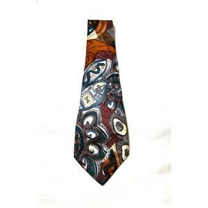 Necktie Vintage 90s Cezani Italy Silk Abstract Geometric 57"x 3-3/4" Sku#9-II